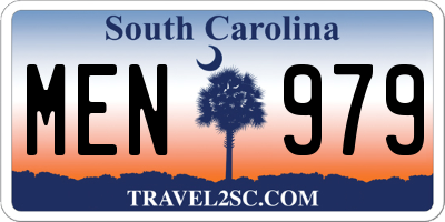 SC license plate MEN979