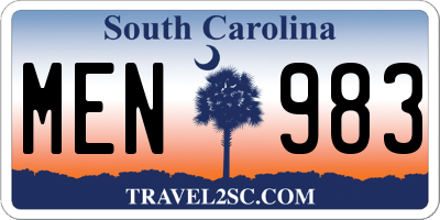 SC license plate MEN983