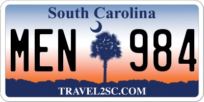 SC license plate MEN984