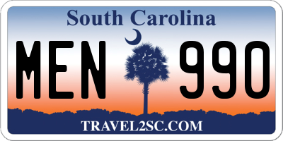 SC license plate MEN990