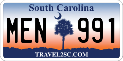 SC license plate MEN991