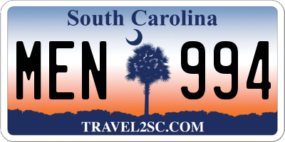SC license plate MEN994