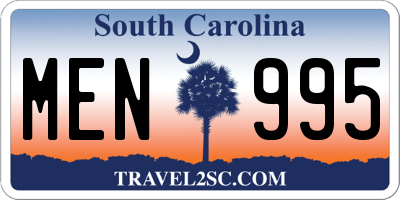SC license plate MEN995