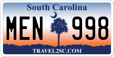 SC license plate MEN998