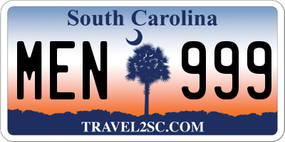 SC license plate MEN999