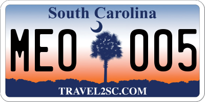 SC license plate MEO005