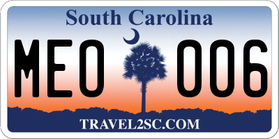 SC license plate MEO006