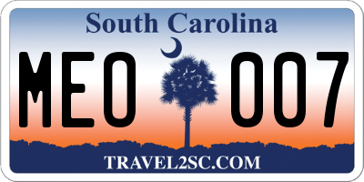 SC license plate MEO007