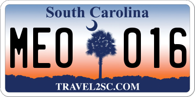 SC license plate MEO016