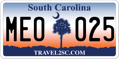 SC license plate MEO025