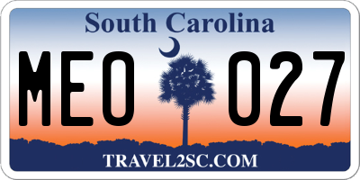 SC license plate MEO027