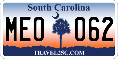 SC license plate MEO062