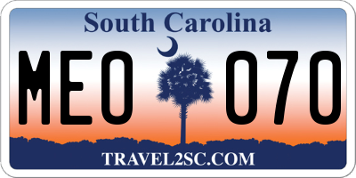 SC license plate MEO070