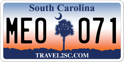 SC license plate MEO071