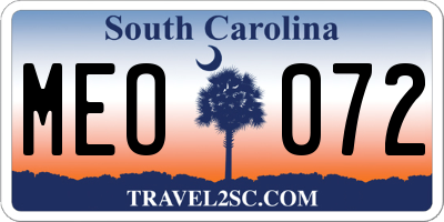SC license plate MEO072