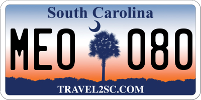 SC license plate MEO080
