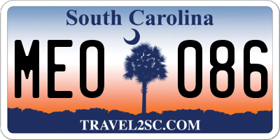 SC license plate MEO086