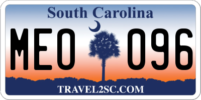 SC license plate MEO096