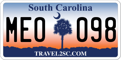 SC license plate MEO098