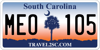 SC license plate MEO105