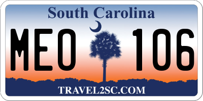 SC license plate MEO106