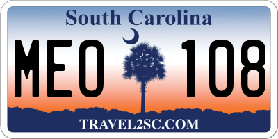 SC license plate MEO108