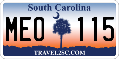 SC license plate MEO115