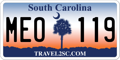 SC license plate MEO119