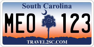 SC license plate MEO123