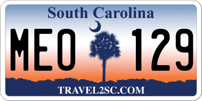 SC license plate MEO129