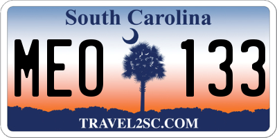 SC license plate MEO133