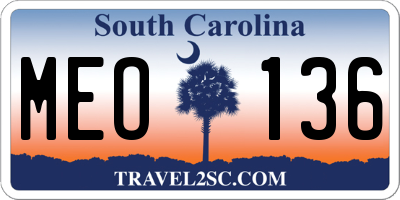 SC license plate MEO136