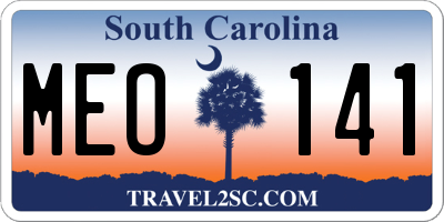 SC license plate MEO141
