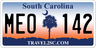 SC license plate MEO142