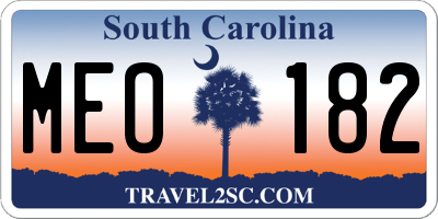 SC license plate MEO182