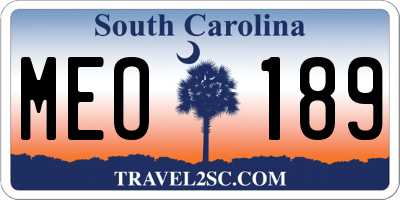 SC license plate MEO189