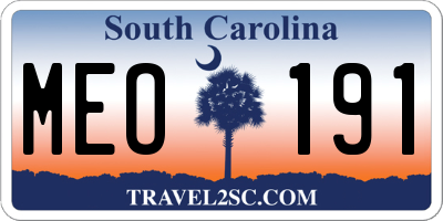 SC license plate MEO191