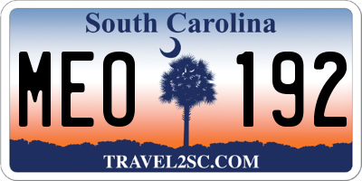 SC license plate MEO192