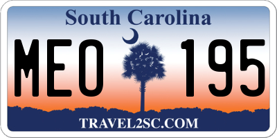 SC license plate MEO195