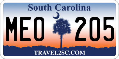 SC license plate MEO205