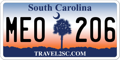SC license plate MEO206