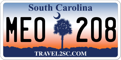 SC license plate MEO208