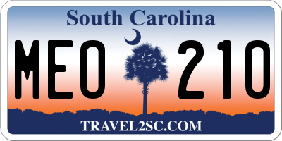 SC license plate MEO210