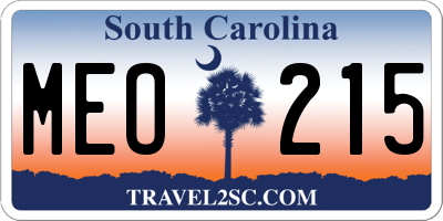 SC license plate MEO215