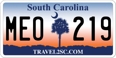 SC license plate MEO219