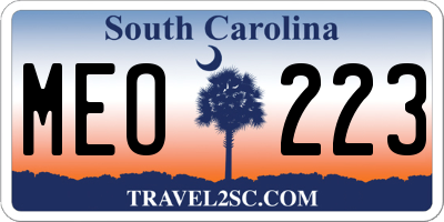 SC license plate MEO223