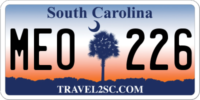SC license plate MEO226