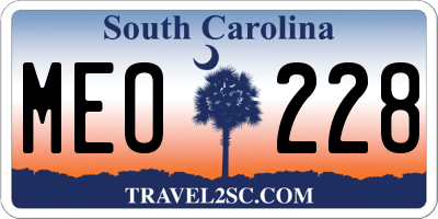 SC license plate MEO228
