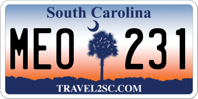 SC license plate MEO231