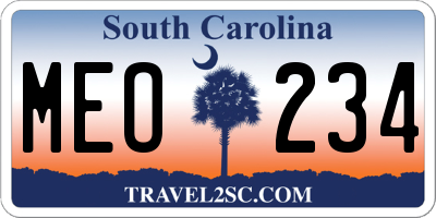 SC license plate MEO234